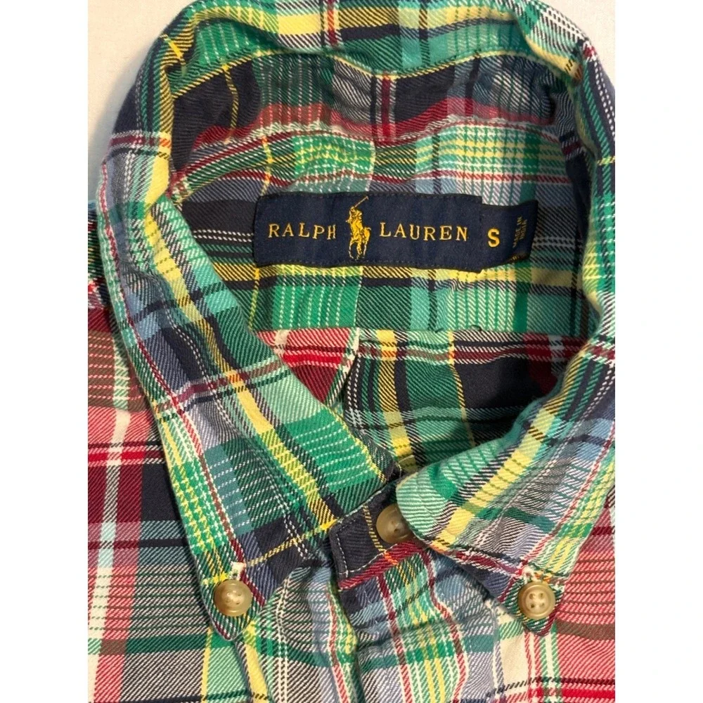 Ralph Lauren Button Down Shirt Boys‎ Size S Multi Color Plaid Long Sleeve Pony